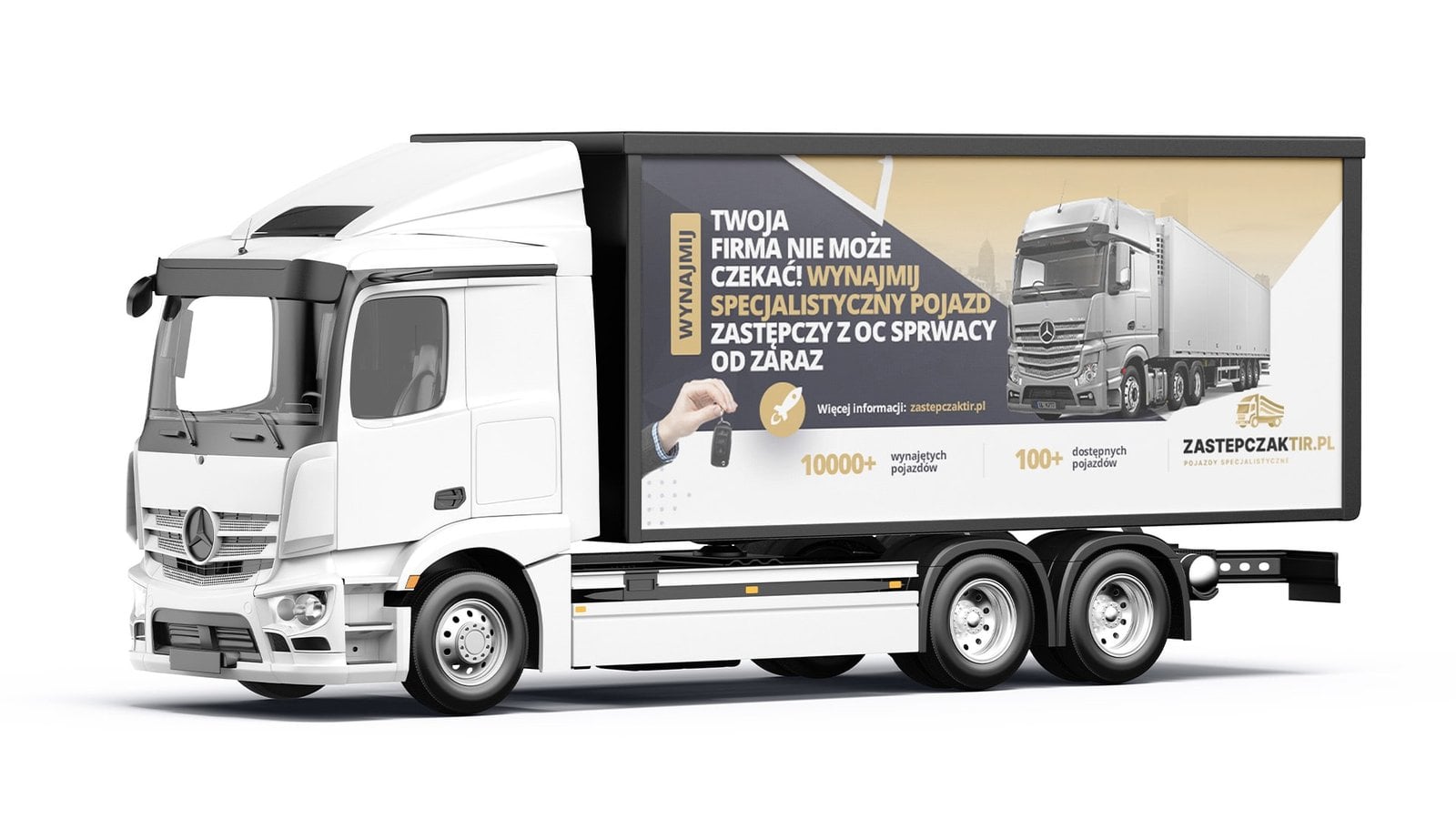 Flota ciężarowych aut zastępczych ZastępczakTir - czerwone ciężarówki MAN, Mercedes i Volvo z naczepami, dostępne bezgotówkowo z OC sprawcy w całej Polsce, wynajem 24/7